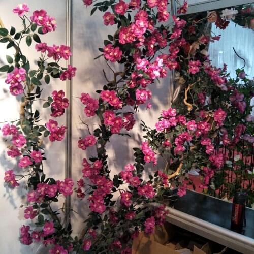 2pcs 2Meter Artificial Rosa multiflora Leaf Garland Ivy Vine Greenery For Wall Hanging Wedding Home Office Party Decoration