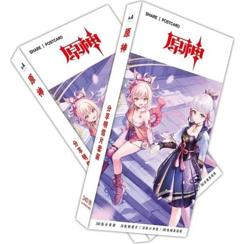 340 Pcs/Set New Game Genshin Impact Large Postcard Anime game Character Greeting Card Message Card Gift Cosplay