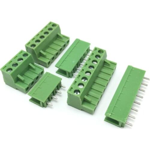 5Set 5.08mm 2/3/4/5/6/7/8/10P Screw Plug-in PCB Terminal Block 2EDGK 2EDGV Open Straight Pin male/female Pluggable Connector