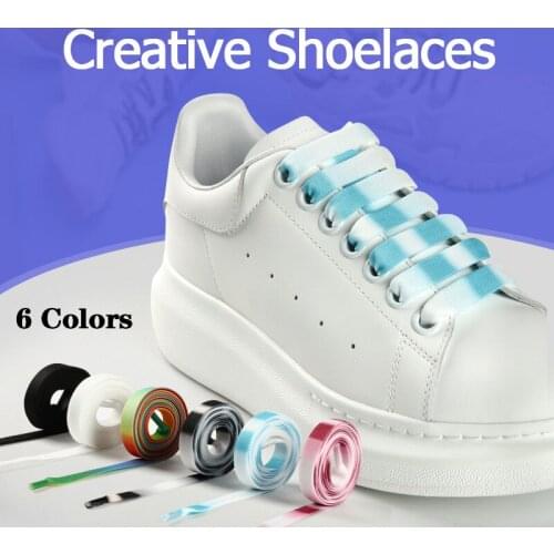 6 Pairs Shoelace 12mm Wide Polyester Creative Flat Shoelace 140mm Length 6 Colors Suitable For Mens And Womens Shoes