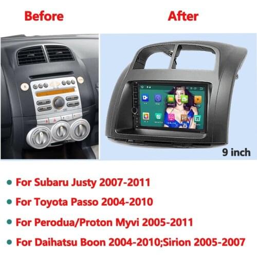 For subaru Justy/Toyota passo/Daihatsu Boon Sirion/Perodua Myvi Car Radio Multimedia Video Player 9 inch Navigation GPS 2 Din