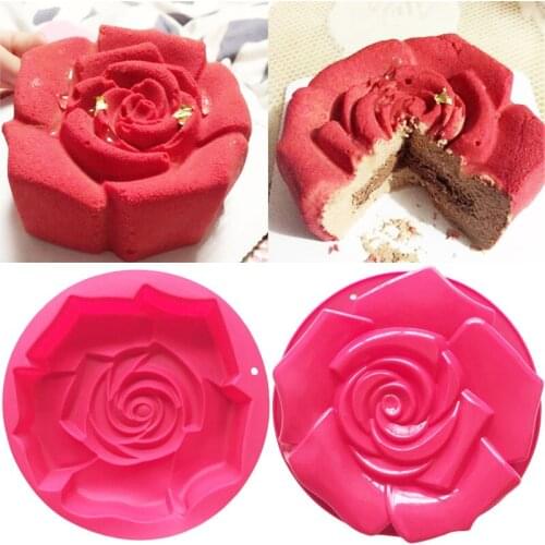 Large Size Rose Shape Silicone Cake Mold Wedding Chocolate Pudding Molds Bread Pastry Mould Kitchen Cake Baking Pan Cake Tools
