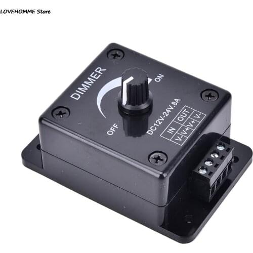 Black Adjustable LED Dimmer Switch Brightness Lamp Bulb Strip Driver Single Color Light Power Supply Controller DC 12V 24V 8A