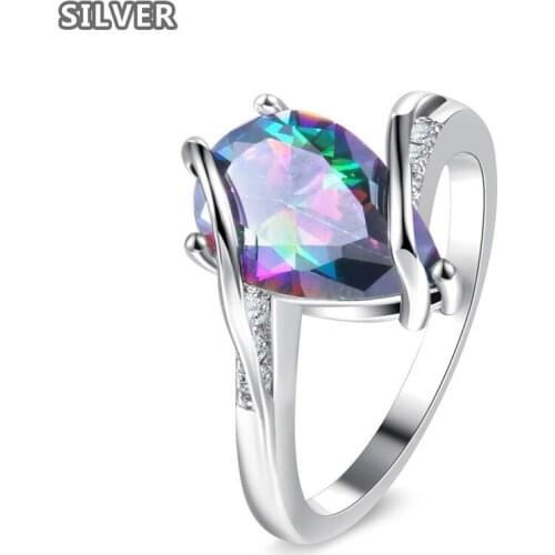 Water Drop Zircon Ring Around Trendy Party Rings For Women Colorful Water Droplets Ring Wholesale Lots Bulk Rings For Women