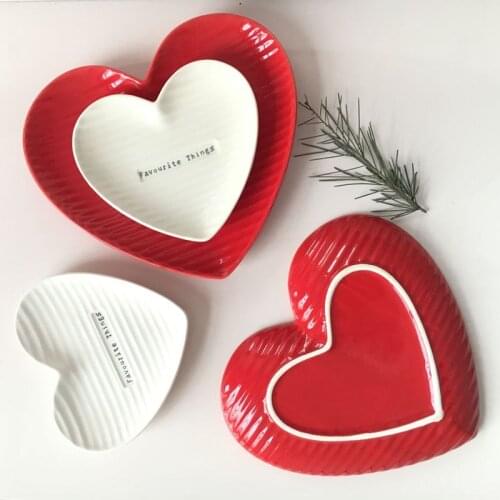 Decorative Love Shape Dish Plate Ceramic Breakfast Tray Cake Dessert Jewelry Plate Crockery