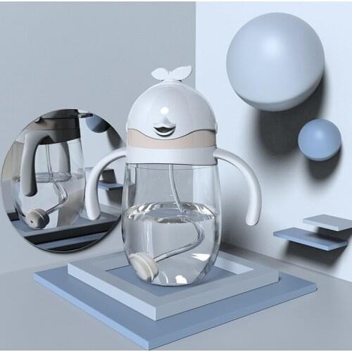 Infant Sippy Cup Baby Training Learn Drink Water with Straw Gravity Ball Tritan Material Shatter-resistant