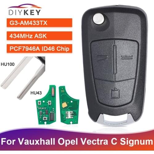 DIYKEY for Vauxhall Opel Vectra C 2002 Signum 2003 2004 2005 2006 2007 Remote Key Fob 3 Button G3-AM433TX 433MHz ASK PCF7946