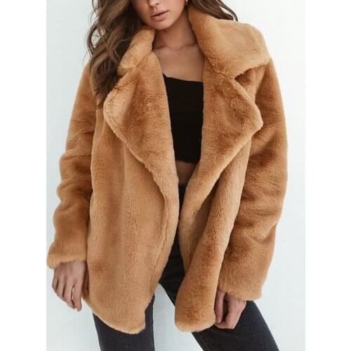 Elegant Faux Fur Coat Women New Autumn Winter Warm Jacket Female Soft Plush Fur Outerwear Casual Oversize Coat XXXL