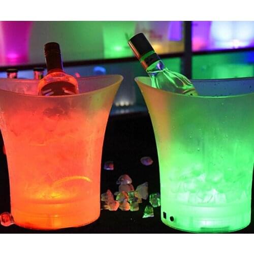 Hot Sales 5L Colorful LED Glowing Ice Bucket KTV Bars Wine Champagne Beer Cooler Barware