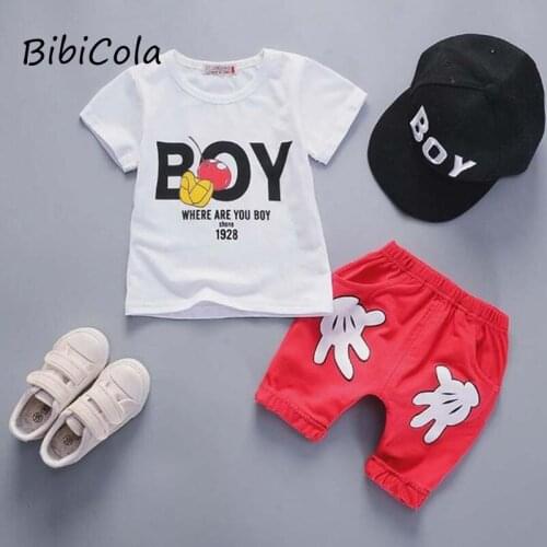 BibiCola baby boys clothing sets summer infant clothes cartoon cotton tops+shorts 2pcs sport suit toddle boys clothes suit