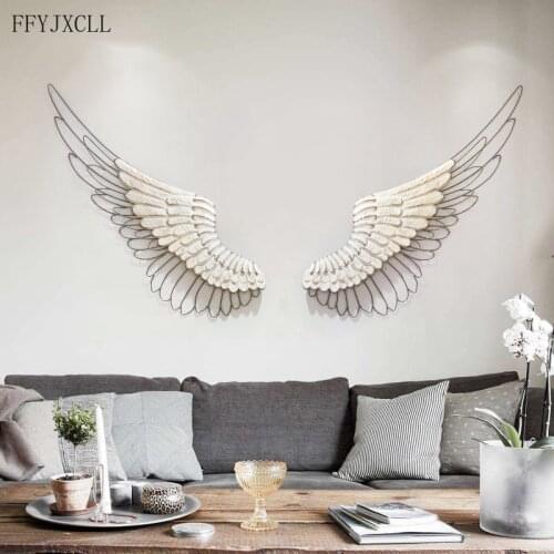 Creative Design Wall Pendant Luxury Wall Decoration Wrought Iron Feather Wings Hanging Wall Decoration