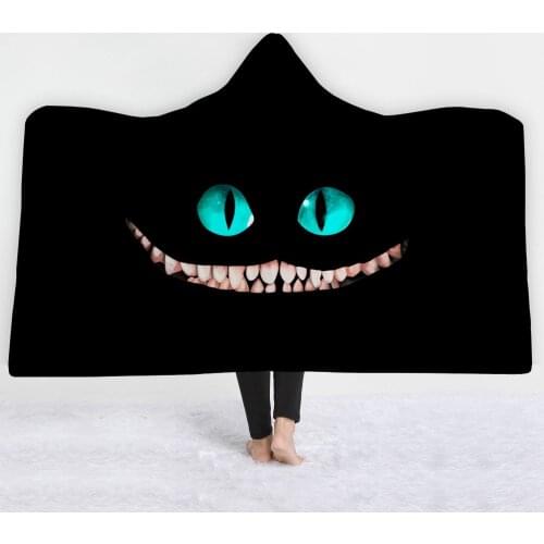 Lannidaa Black Devils Smile Hooded Blanket Kids Adults Travel Picnic Playing Cloak Blanket Hoodie Blanket Throw On Sofa Bed