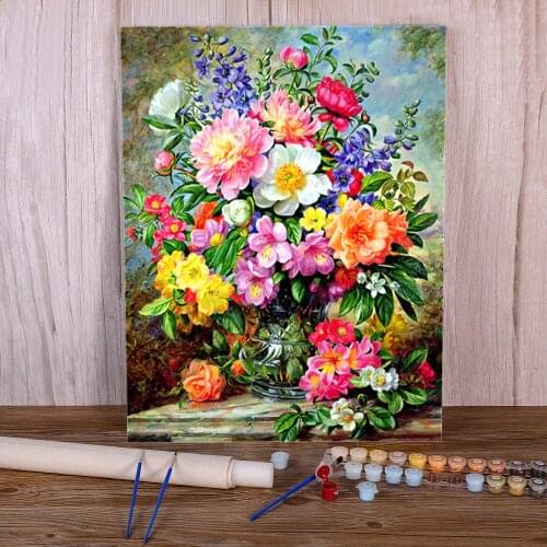 Flower Bouquet Coloring By Numbers Painting Kit Oil Paints 50*70 Boards By Numbers Home Decor Crafts For Handiwork