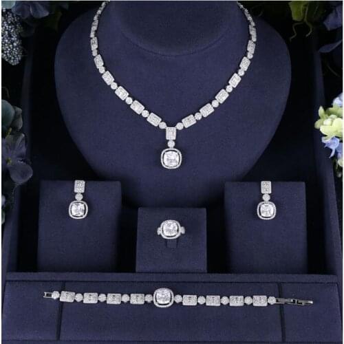 Accking fashion Luxury Bridal Jewelry Sets necklace earring ring Dubai Jewelry Set For Women Wedding Party Accessories Design