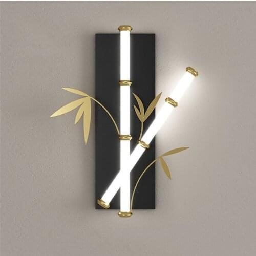 Chinese Style Acrylic Bamboo Wall Lamp Modern Imitation Bamboo Wall Sconce Light Living Room Bedroom Bedside Wall Decor Lighting