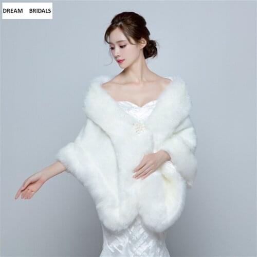 2018 New Arrival Winter Faux Fur Thick Warm Long Wraps Fashion Faux Fur Shawl Bolero Women Fur Bridal Wraps