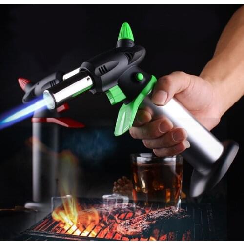 Kitchen Pistol Turbo BBQ Lighter Outdoor Spray Gun Torch Gas Jet Windproof Camping Lighter Butane Big Firepower Welding Baking