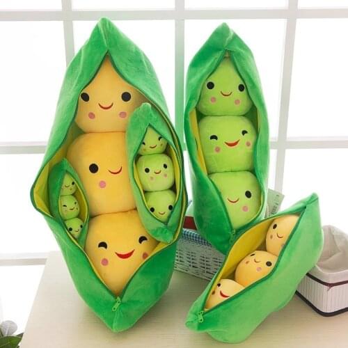 Pea Pod Plush Toy Cute Bean Pea Shape Nap Pillow Creative Gift Plush Pillows Simulated Stuffed Plant Cushion