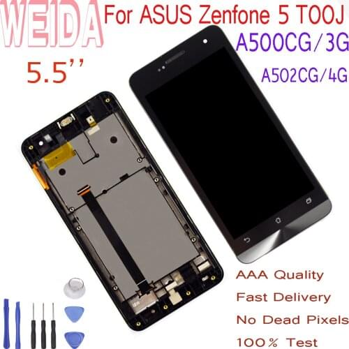 WEIDA 5.0" For ASUS Zenfone 5 T00J A500KL A500CG/3G A501CG A502CG A502CG/4G LCD Diaplay Touch Screen Assembly Frame With Tools