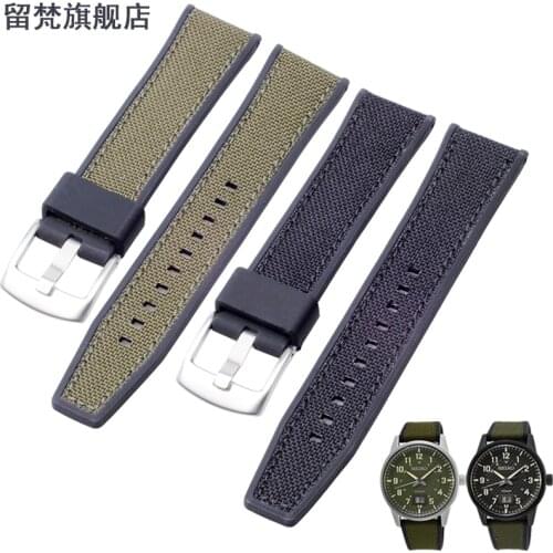 High Quality Nylon Watchbands 21MM 22MM Army green Black For IWC Pilot Seiko SUR323P1 Silicon Rubber Nato watch band Strap