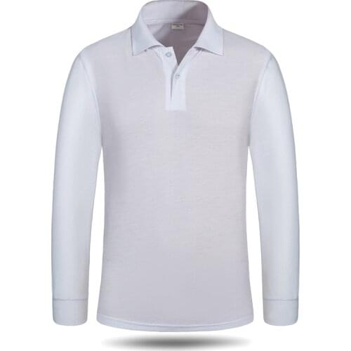 Men Polo Shirts Plain Long Sleeves Turn Down Collar Fashion Hombre Casual Tops 260g 2XL