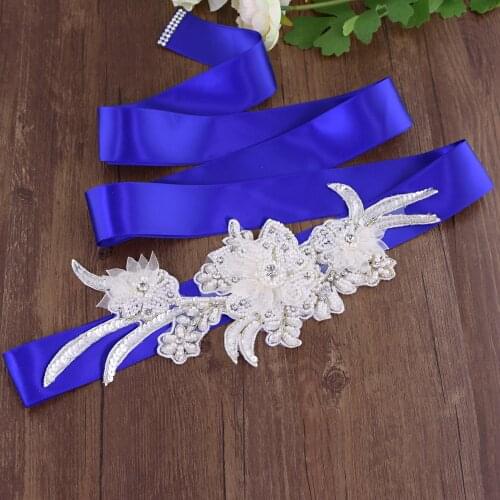 ZMS428 Wedding Accessories Bride Belt Rhinestone Silk Flowers Sash Girl Prom Party Evening Dresses Decoration Satin Ribbons