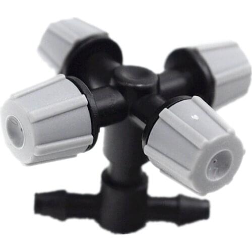 30PCS Grey Cross Misting Sprinkler With 1/4"Barb Tee Garden Irrigation Dripper Micro Sprayer Mist Nozzle For 1/4"Tube(ID 4mm)