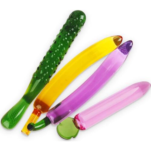 Glass Banana Dildo Artificial Penis Eggplant Dildos For Women Fruit Vegetable Female Masturbation Anal Plug Cucumber Sex Toy