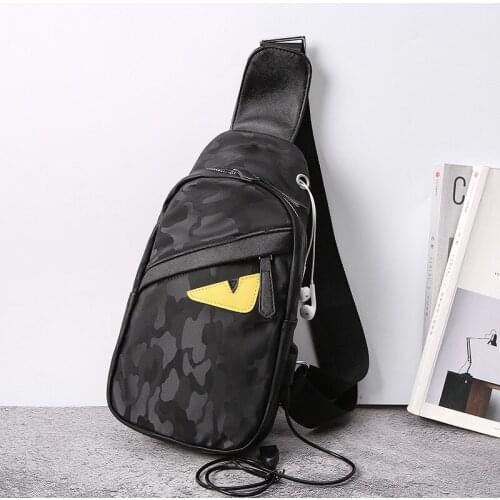 Korean PU Leather Messenger Bag Men Trend Casual Camouflage Chest Bag