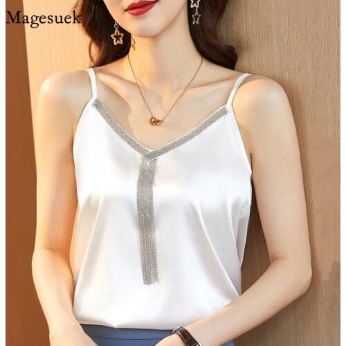 Plus Size Silk Women Blouses Shirts Women V-neck Embroidery Blouses Satin Blouse Tops Woman Elastic Satin Shirt Top Blusas14214