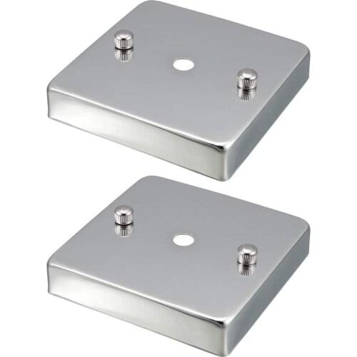 Hot 2 Pcs Chrome Tone Ceiling Light Plate Kit Square Chassis Base 100mm x 20mm Pendant Accessories For DIY Pendant Lighting