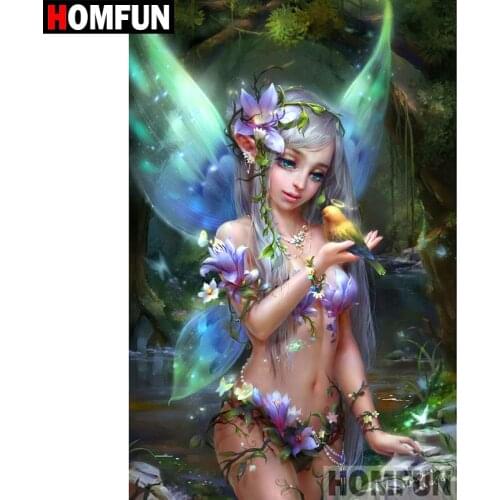 HOMFUN 3D Diamond Painting "Butterfly elf" DIY Full Rhinestones Drill Cross-stitch Kits Square Round Diamond Embroidery A08340
