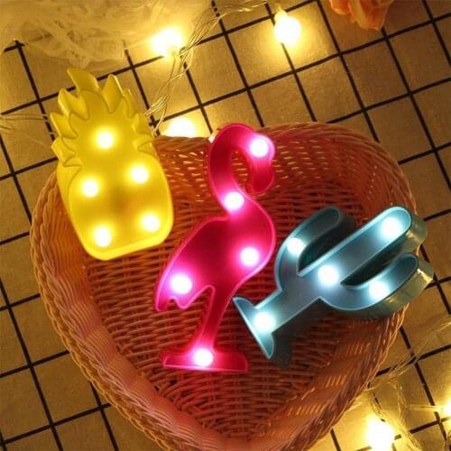3D Pineapple Night Light Flamingo Cactus Christmas Lamp Cartoon Decorative Ornaments Kids Room Lamp for Birthday Party Home Deco