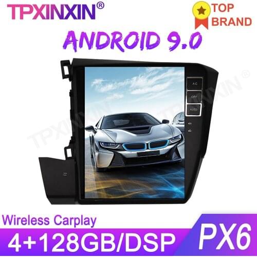 4+128GB Android 9.0 For Honda Civic 2012-2015 Tesla Style Screen Car GPS Navigation Headunit Multimedia Player Auto Radio Stereo