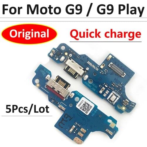 5Pcs,100% New Original Dock Connector USB Charger Charging Port For Moto G9 / G9 Play Board With Microphone Replacement Parts