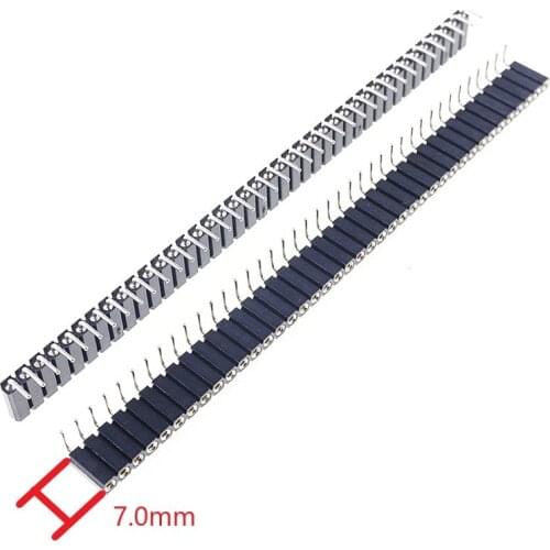 5pcs 1x40 P 40 Pin 2.54 mm machined Pin IC socket female header round pin insulator 7.0 mm Right Angle through hole Tin plated