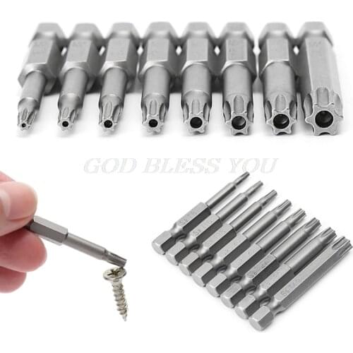 8 Pcs/Set 1/4 Inch 50mm T8-T40 Magnetic Torx Electric Screwdriver Bits Kit Drop Shipping