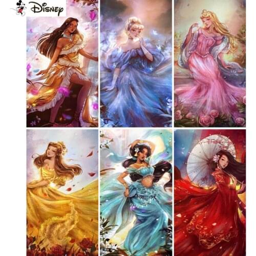 Disney 3D Diamond Painting "Cartoon Princess" DIY Full Rhinestones Drill Cross-stitch Kits Square Round Diamond Embroidery