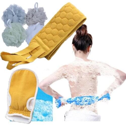 Bath Towel Three-Piece Thickened Rubbing Mud Cleaning Bath Ball Combination Set Back Rub Strip Exfoliating Gloves Back Scrubber