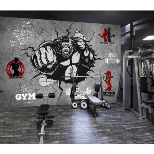 Beibehang Custom Any Size Mural 3D Sports Graffiti Brick Wall Gym Background decoration wall Painting wallpaper