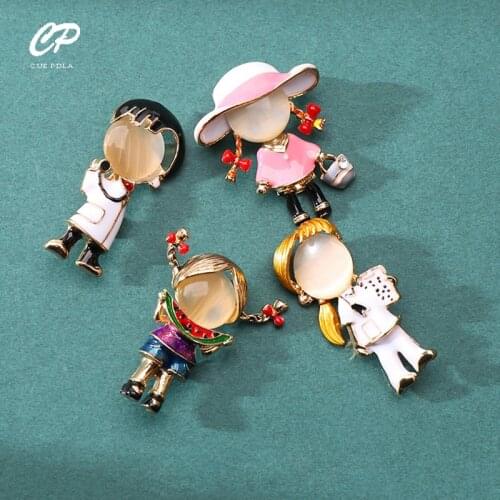Cute Opal Enamel Doctor Brooches Medical Brooch Pin Nurse Girl Painter Jewelry Fashion Jewelry Gift