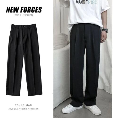 Pants 2021 Men Trousers Straight Loose Casual Drape Feel Spring Summer Business Dress Small Streetwear Leisure The New Listing