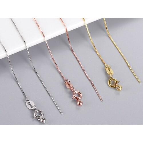 Sterling silver box boy universal chain womens S925 Silver Necklace Beaded Pendant with Italian needle chain