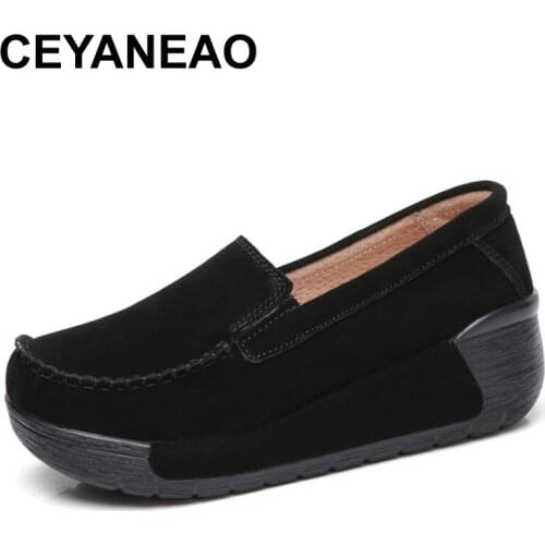 CEYANEAO autumn spring women shoes with platform, moccasin type flat platform shoes fashion women moccasins ladies slip on femal