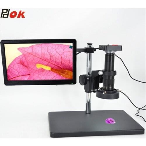 PDOK 21MP 60FPS USB Digital Industry Video Microscope with Camera Set System 10-180X C MOUNT Lens For Phone PCB Soldering