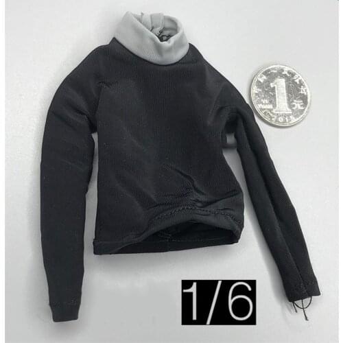 For Colletion 1/6th Easy&Simple Black Trendy Long Sleeves Shirt Model Suit For Usual 12inch Doll Action Collectable