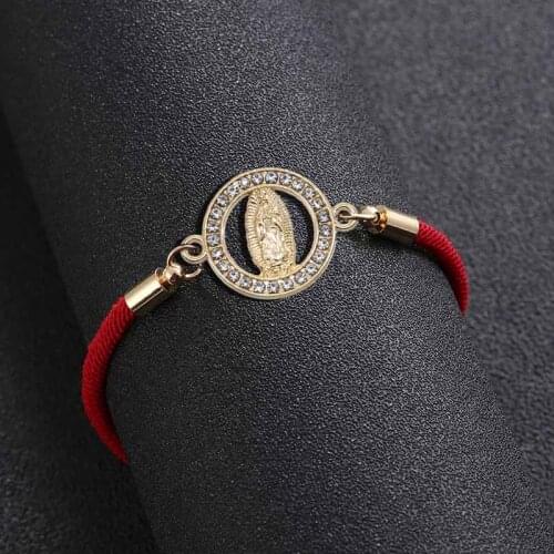 Affordable Wholesale Lucky Cute Virgin Mary Bracelet Red String Adjustable Charm Bracelet for Women Men Jewelry Gifts