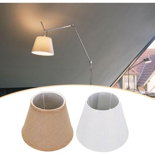 E27 Burlap Cloth Lamp Shade Rustic Barrel Fabric Lampshade Table Light Cover for Living Room Bedroom Modern Pendant Light Shade