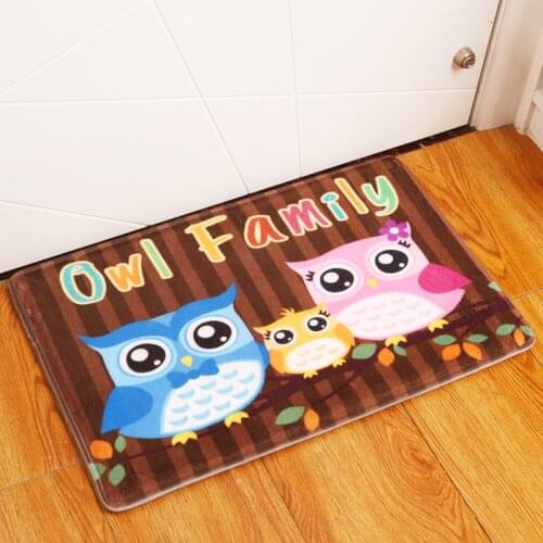 Flannel Digital Printing Floor Mat Cartoon Owl Kitchen Welcome Mats for Front Door Home Decor Living Room Doormat Kitchen Rug