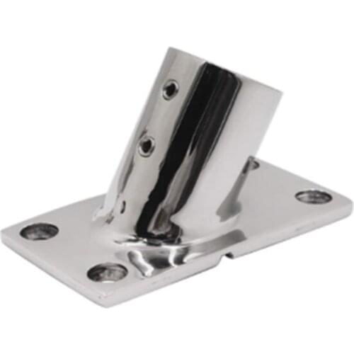 ISURE MARINE 316 Stainless Steel 30 Degree Marine Boat Hand Rail Fitting Rectangular Stanchion Base For Pipe 1" 25mm Dia